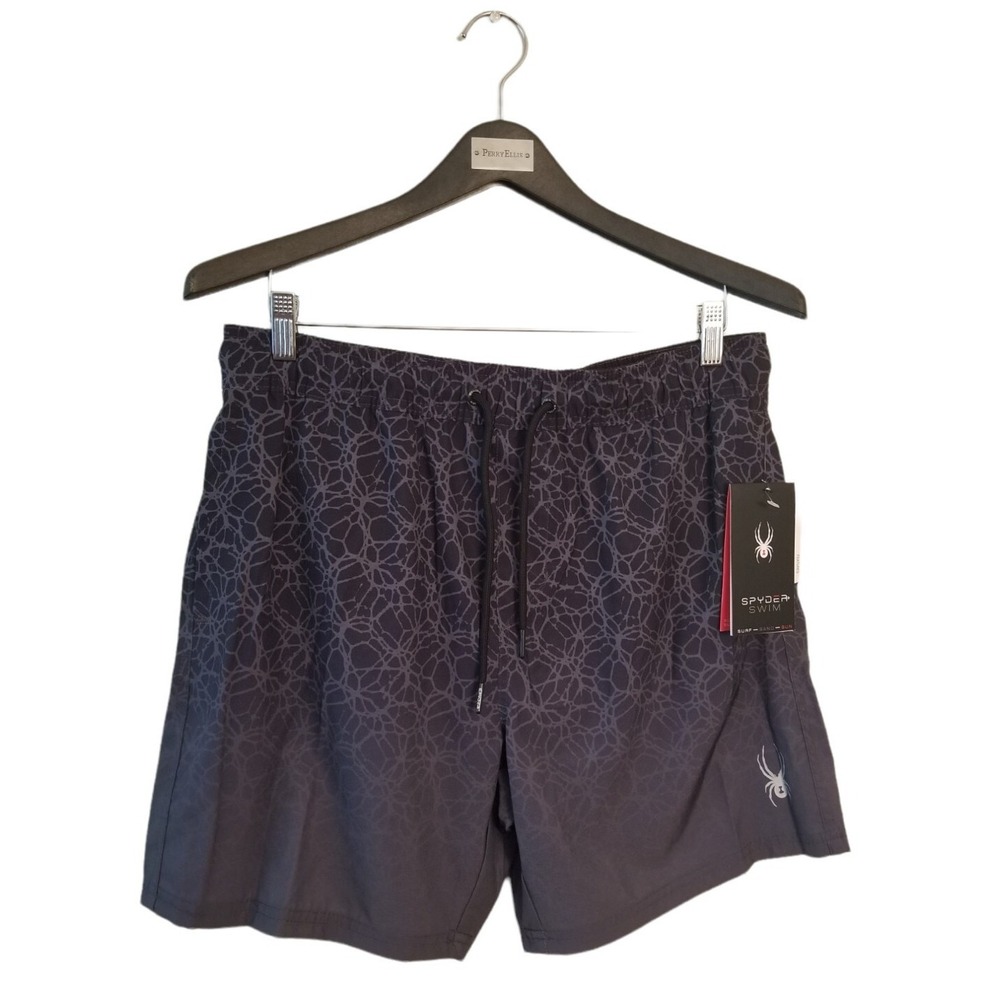 Spyder Swim Men's Shorts Size Large 34 INSEAM 10 IN Black Swim Trunks Surf NWT